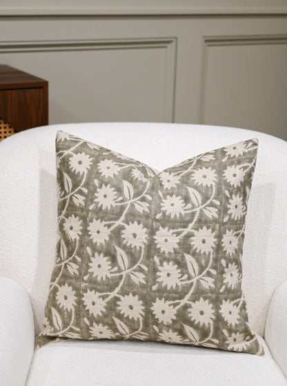 Annalise Grey  Block Print Pillow Cover