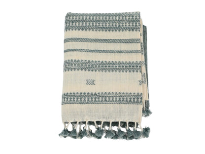 Bhujodi Table Runner - Blue and Cream - Maple Village Lane