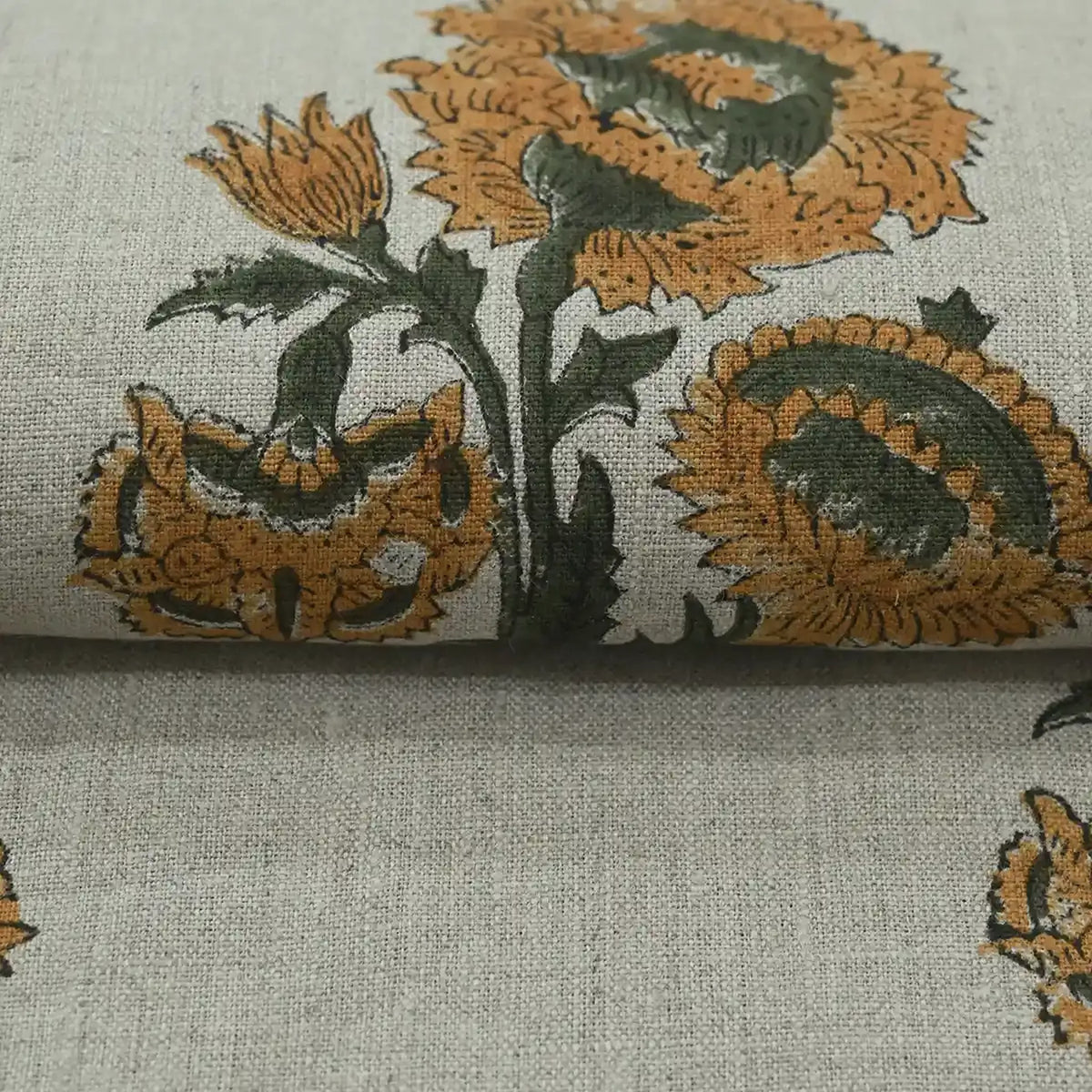 Braelis Block Print Handloom Linen Fabric