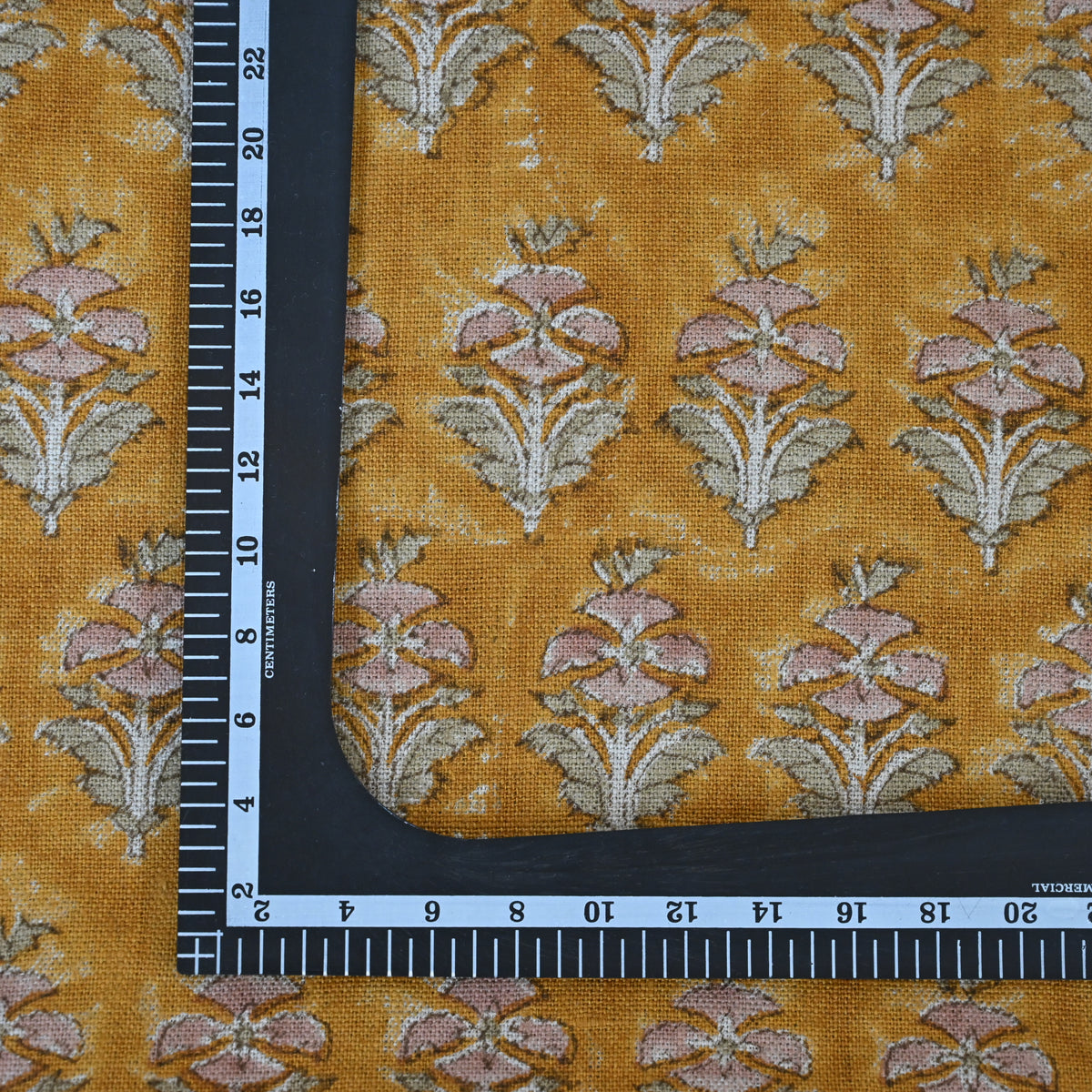 Ariana Mustard Linen Block Print Pillow Cover