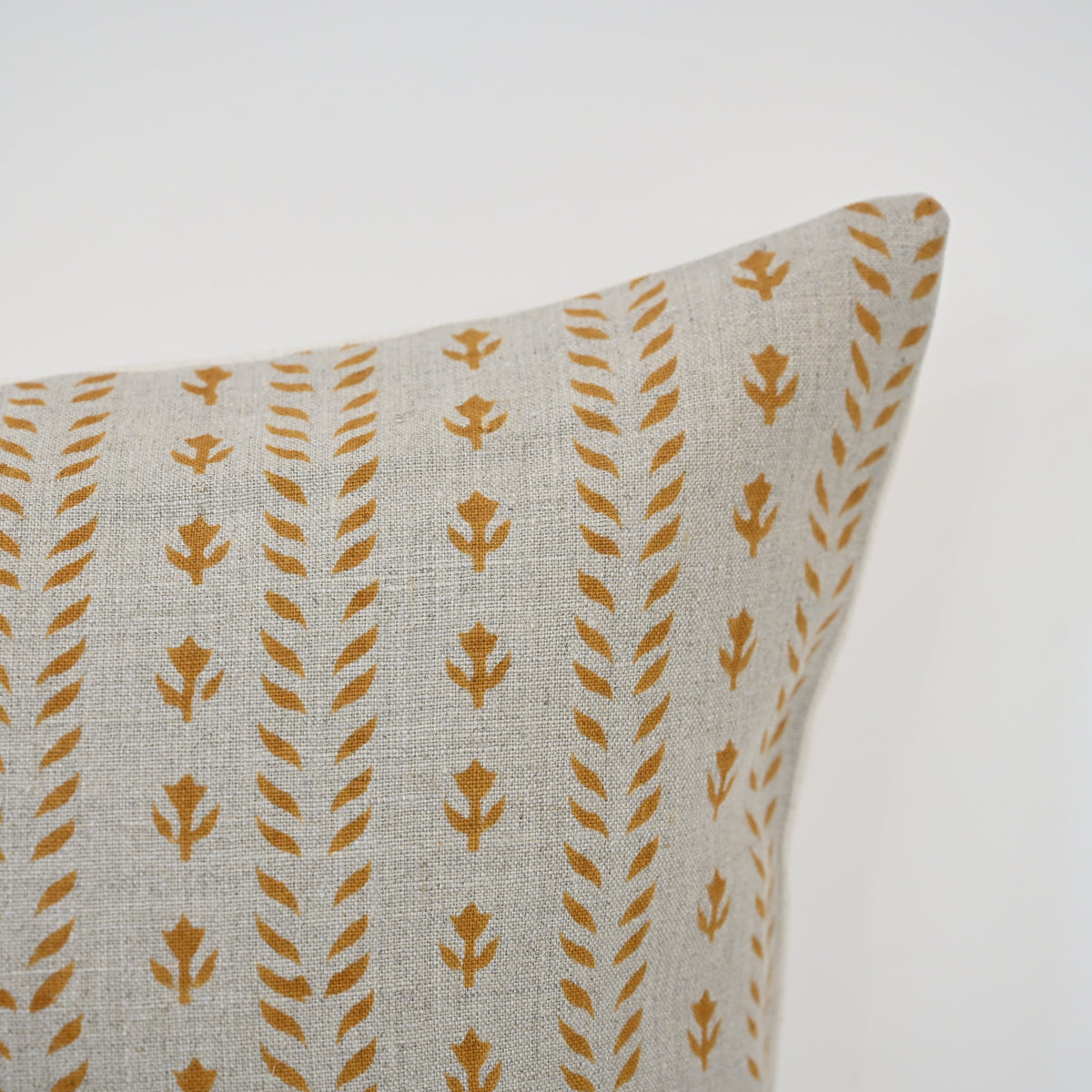 Alexa Ochre Linen Block Print Pillow Cover