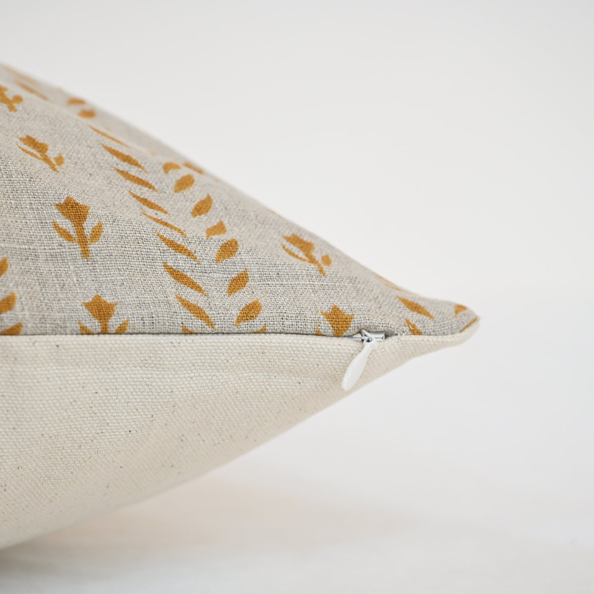 Alexa Ochre Linen Block Print Pillow Cover