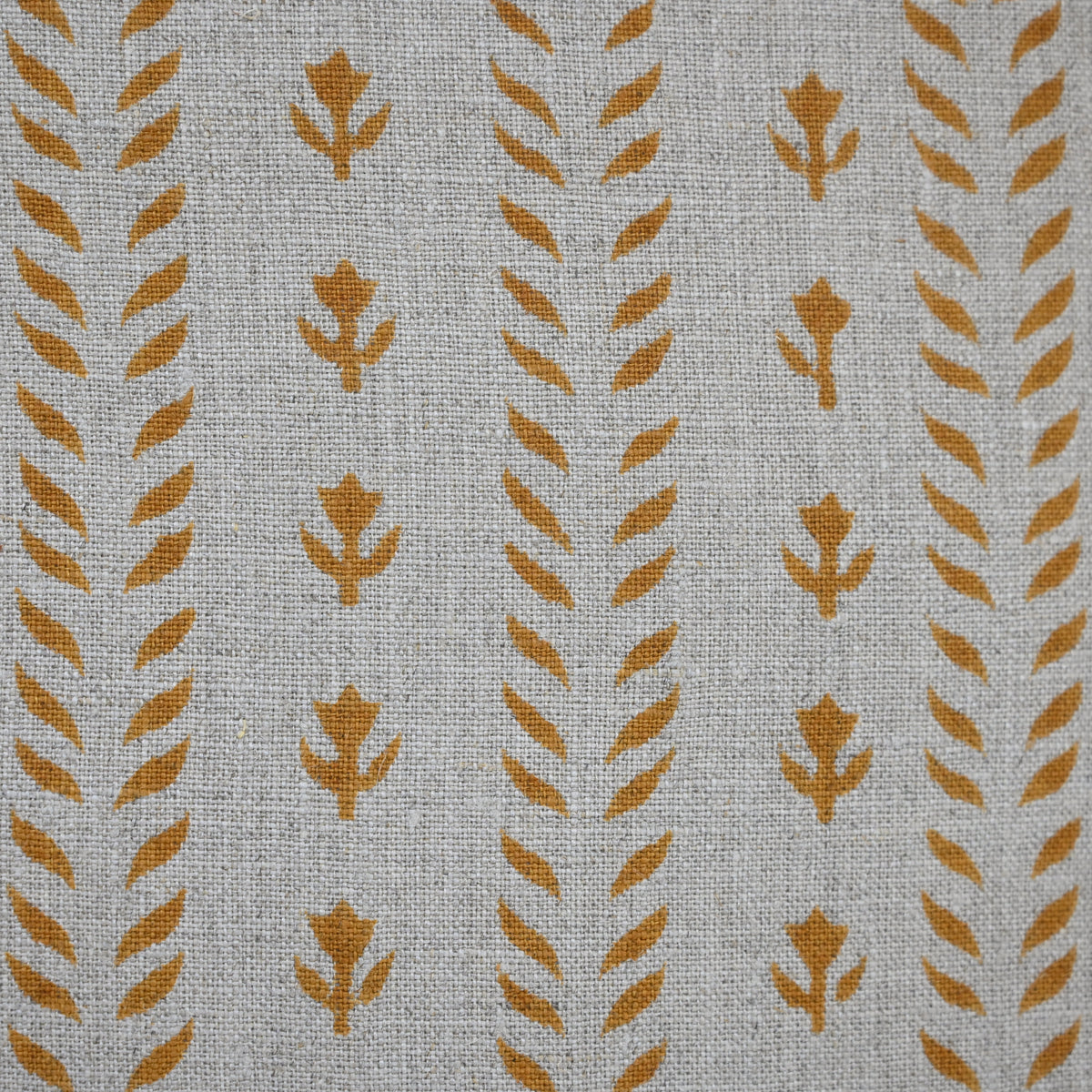 Alexa Ochre Linen Block Print Pillow Cover