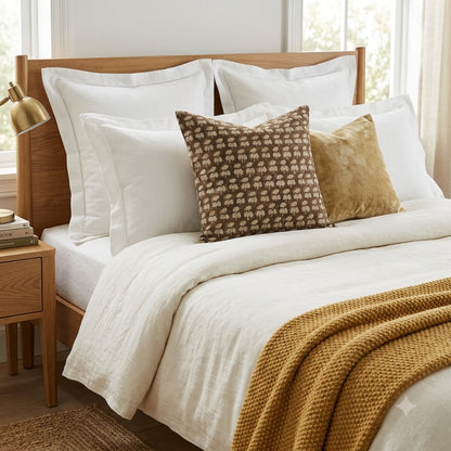 Joanna Espresso Linen Block Print Pillow Cover
