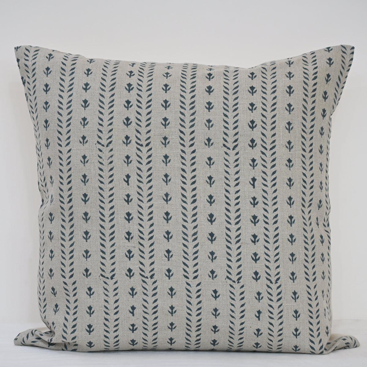 Alexa Indigo Linen Block Print Pillow Cover