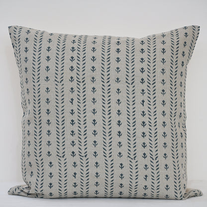 Alexa Indigo Linen Block Print Pillow Cover