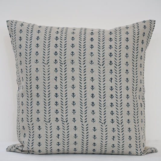 Alexa Indigo Linen Block Print Pillow Cover