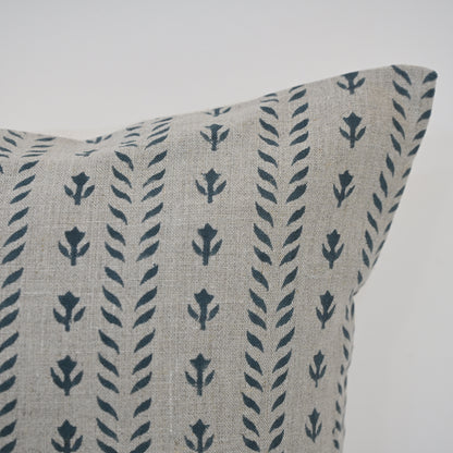 Alexa Indigo Linen Block Print Pillow Cover
