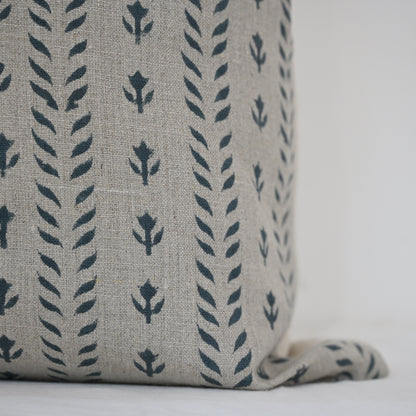 Alexa Indigo Linen Block Print Pillow Cover