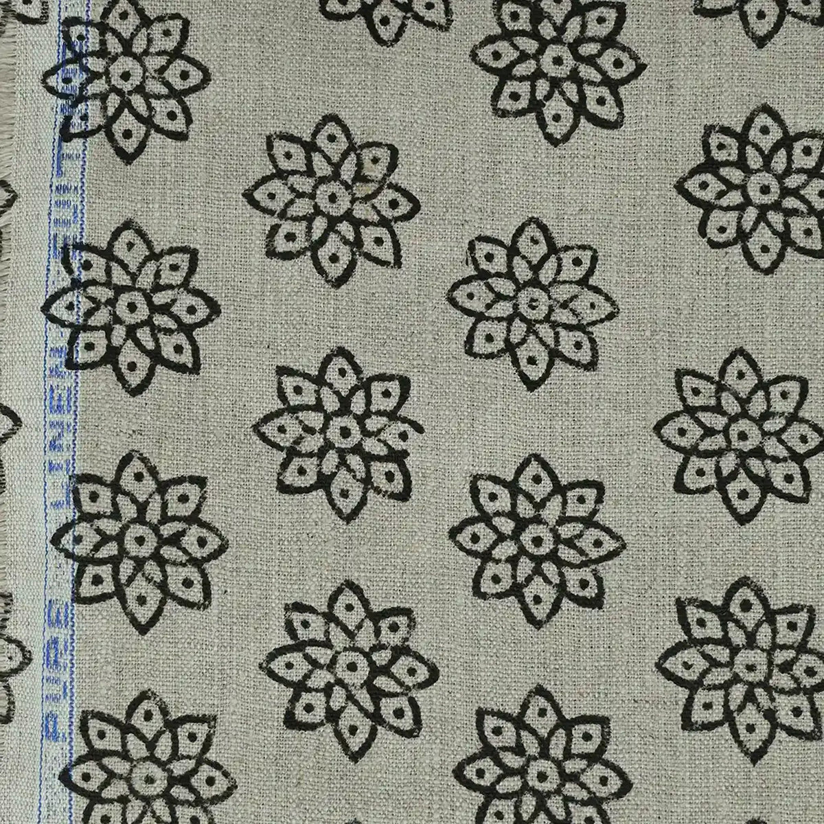 Elvara Floral Linen Block Print Fabric