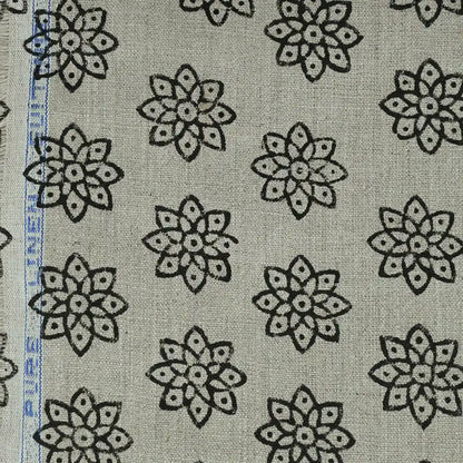 Elvara Floral Linen Block Print Fabric