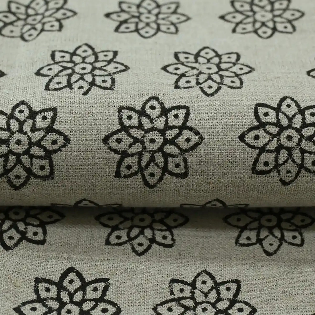 Elvara Floral Linen Block Print Fabric