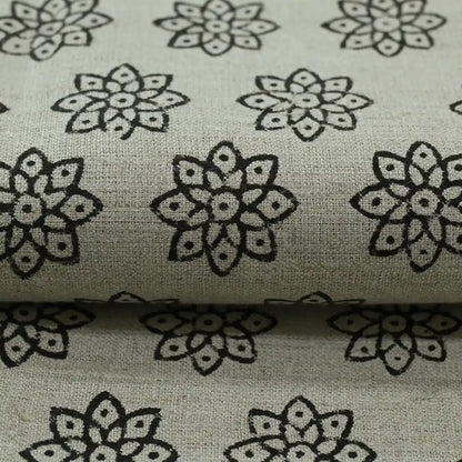 Elvara Floral Linen Block Print Fabric