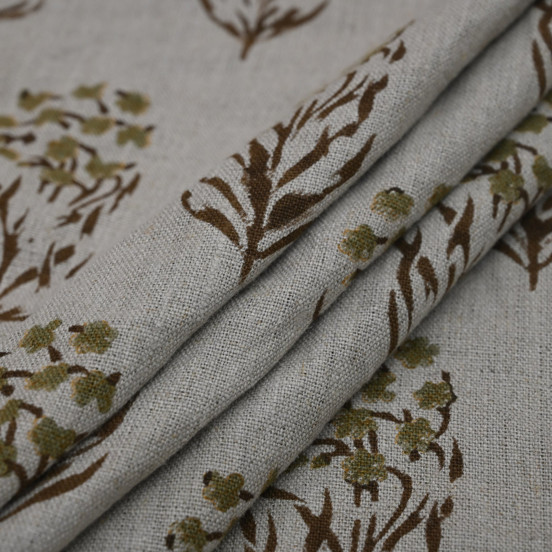 Artisan Block Print Linen Fabric -  12