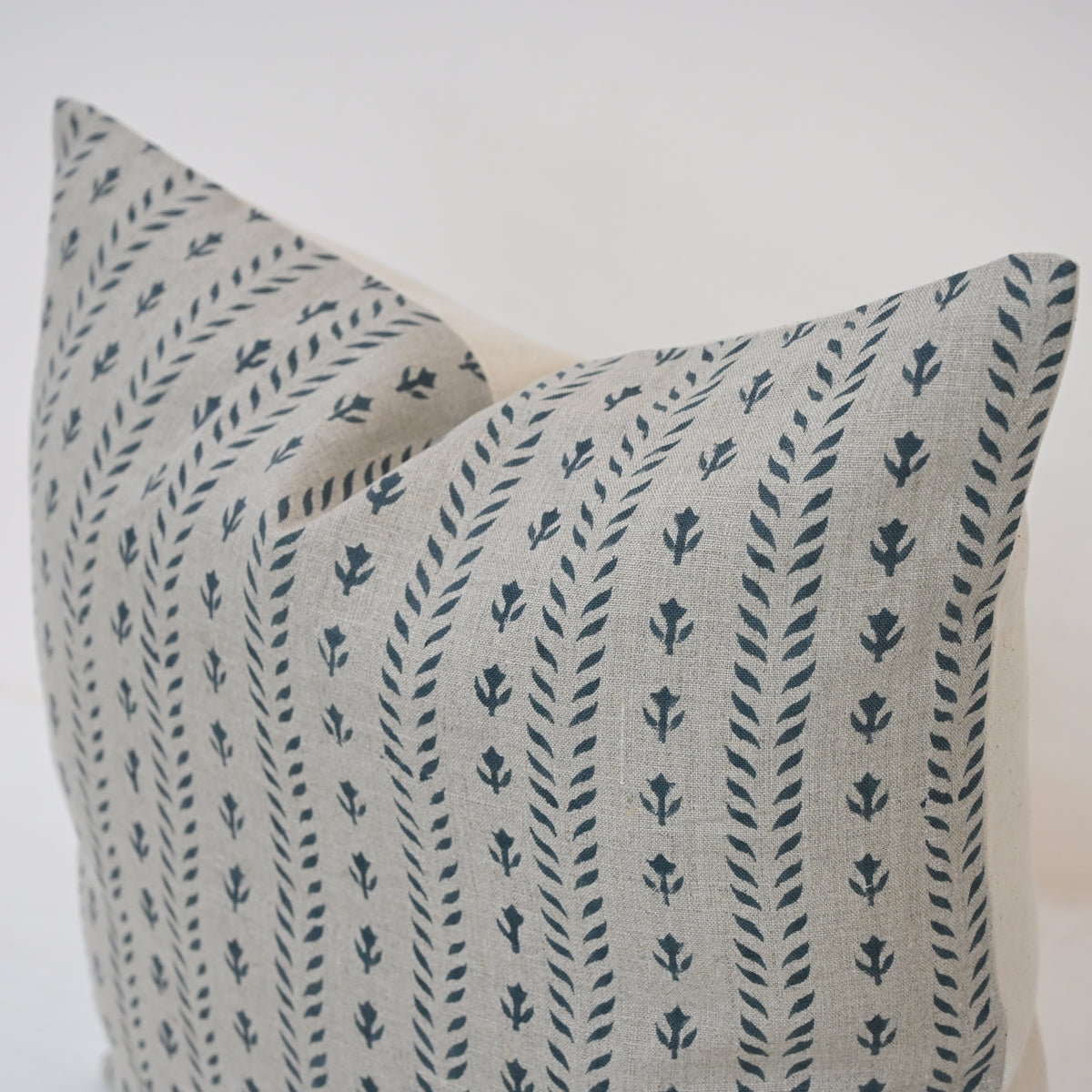 Alexa Indigo Linen Block Print Pillow Cover