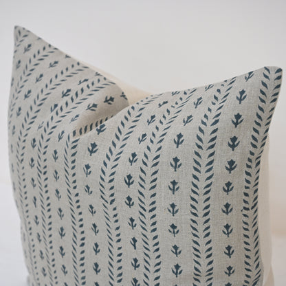 Alexa Indigo Linen Block Print Pillow Cover