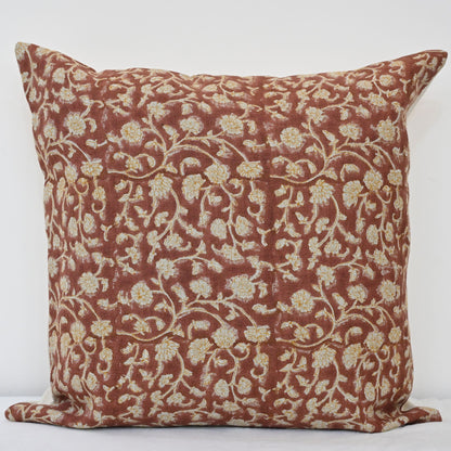 Katie Gold Linen Block Print Pillow Cover