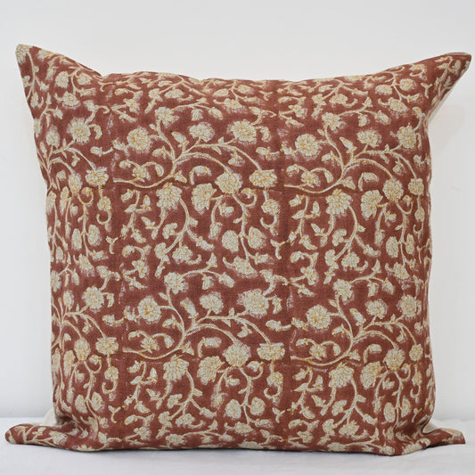 Katie Gold Linen Block Print Pillow Cover