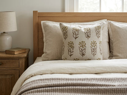 Brianna moss Linen Block Print Pillow Cover