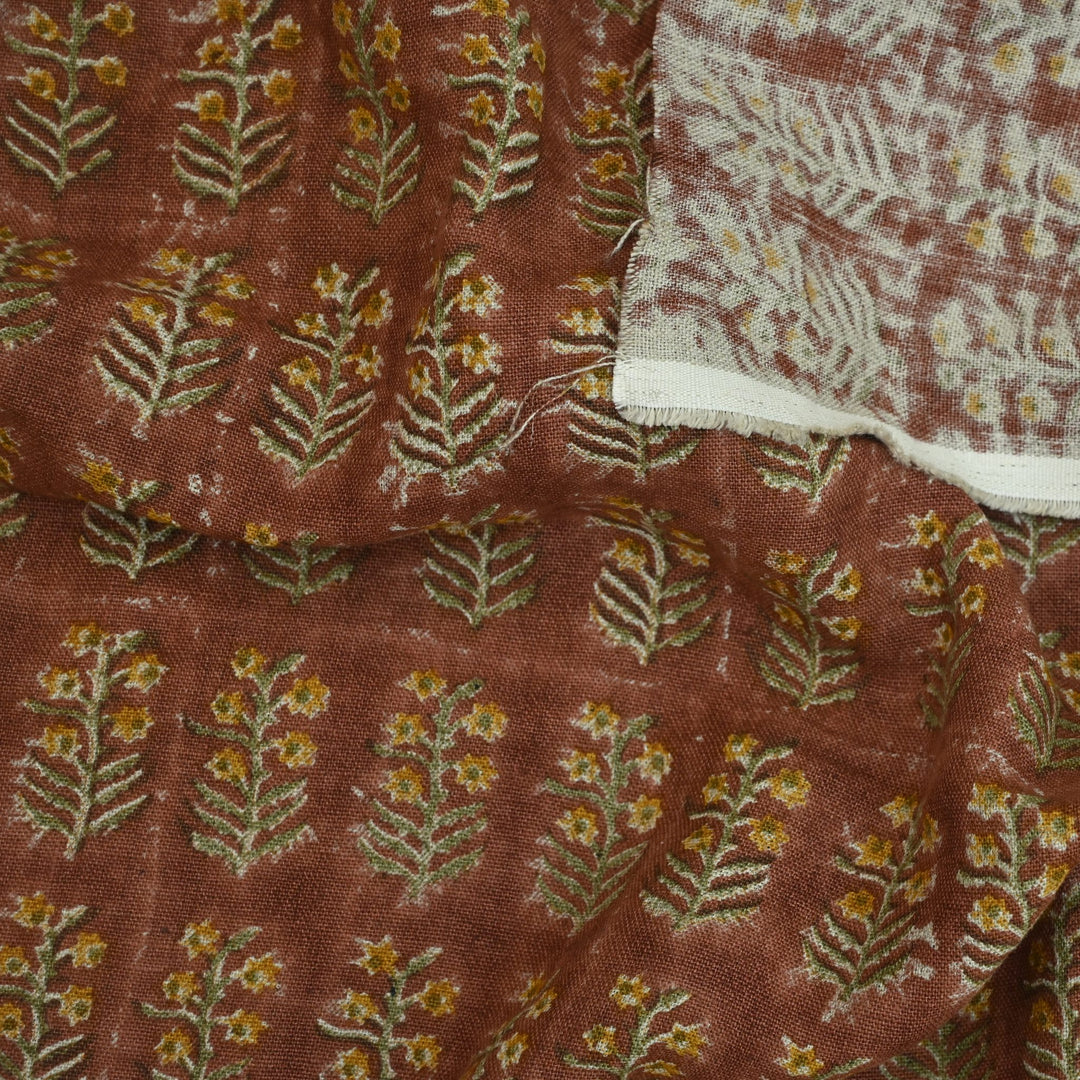 Artisan Block Print Linen Fabric - 20