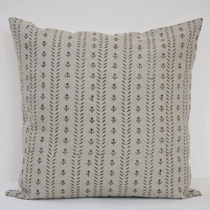 Alexa  Chestnut Linen Block Print Pillow Cover