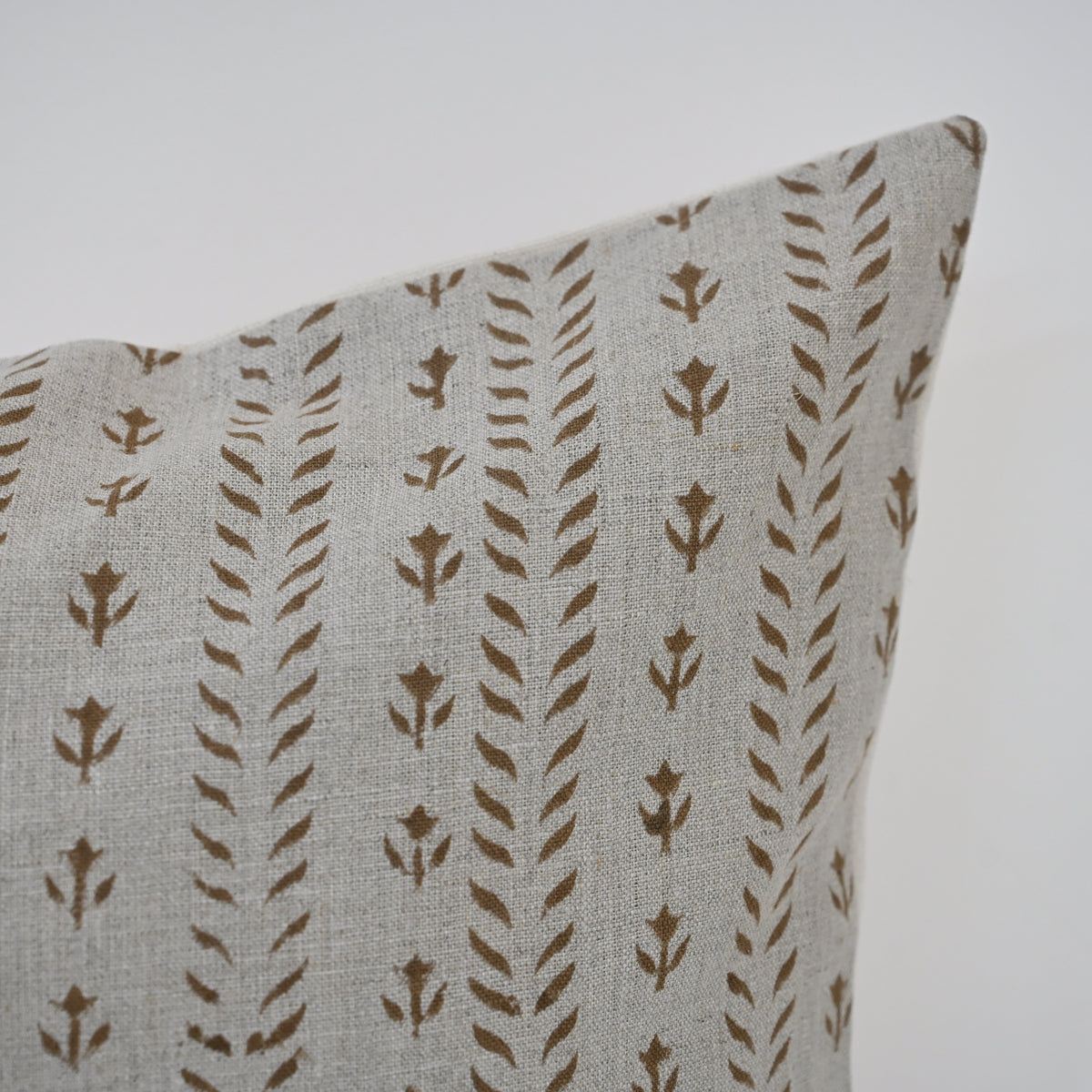Alexa  Chestnut Linen Block Print Pillow Cover