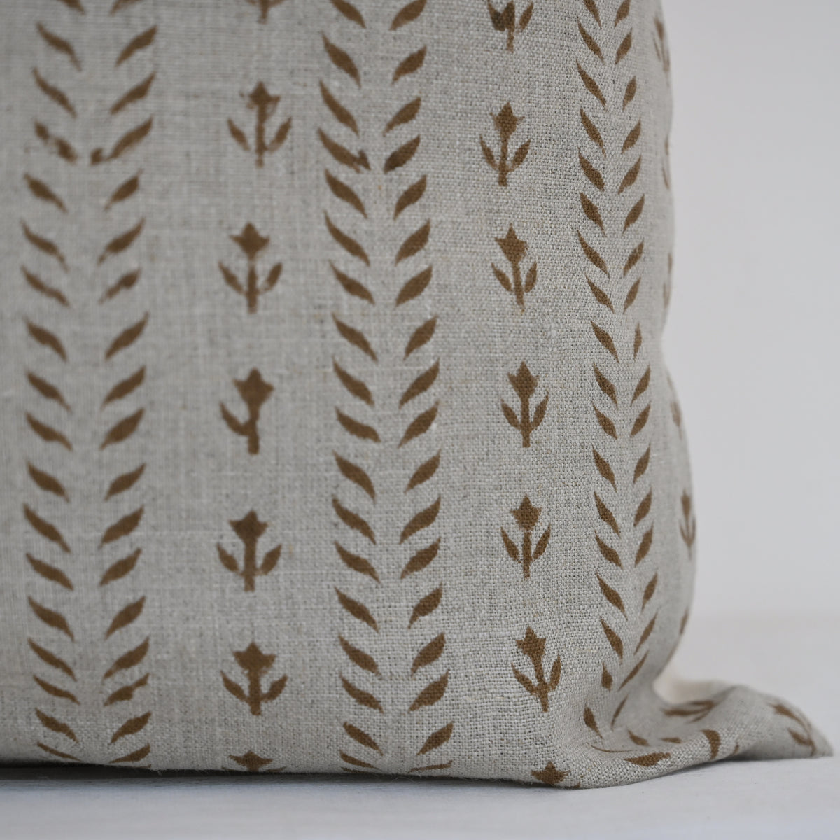 Alexa  Chestnut Linen Block Print Pillow Cover