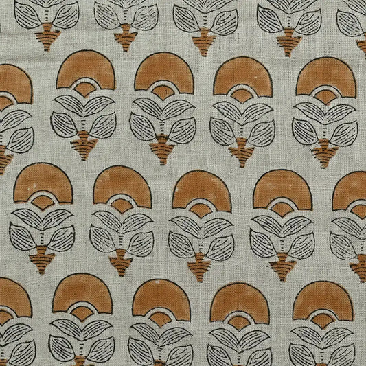 Butterfly Geometric Hand Block Linen Fabric