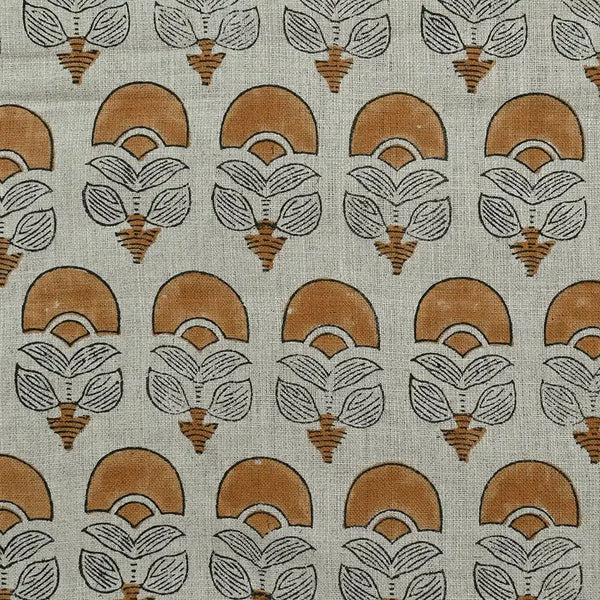 Butterfly Geometric Hand Block Linen Fabric