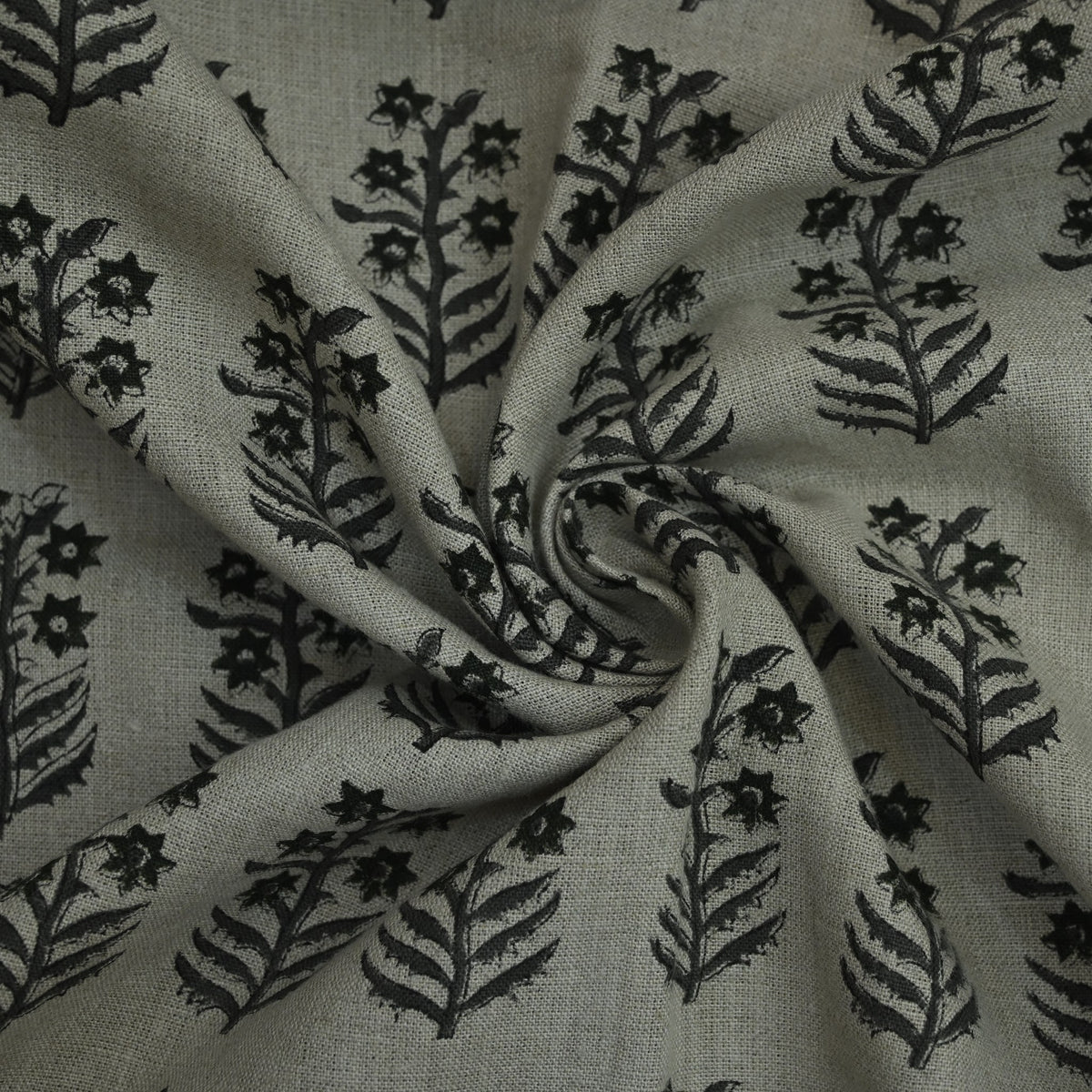 Georgina Botanical Hand Block Linen Fabric
