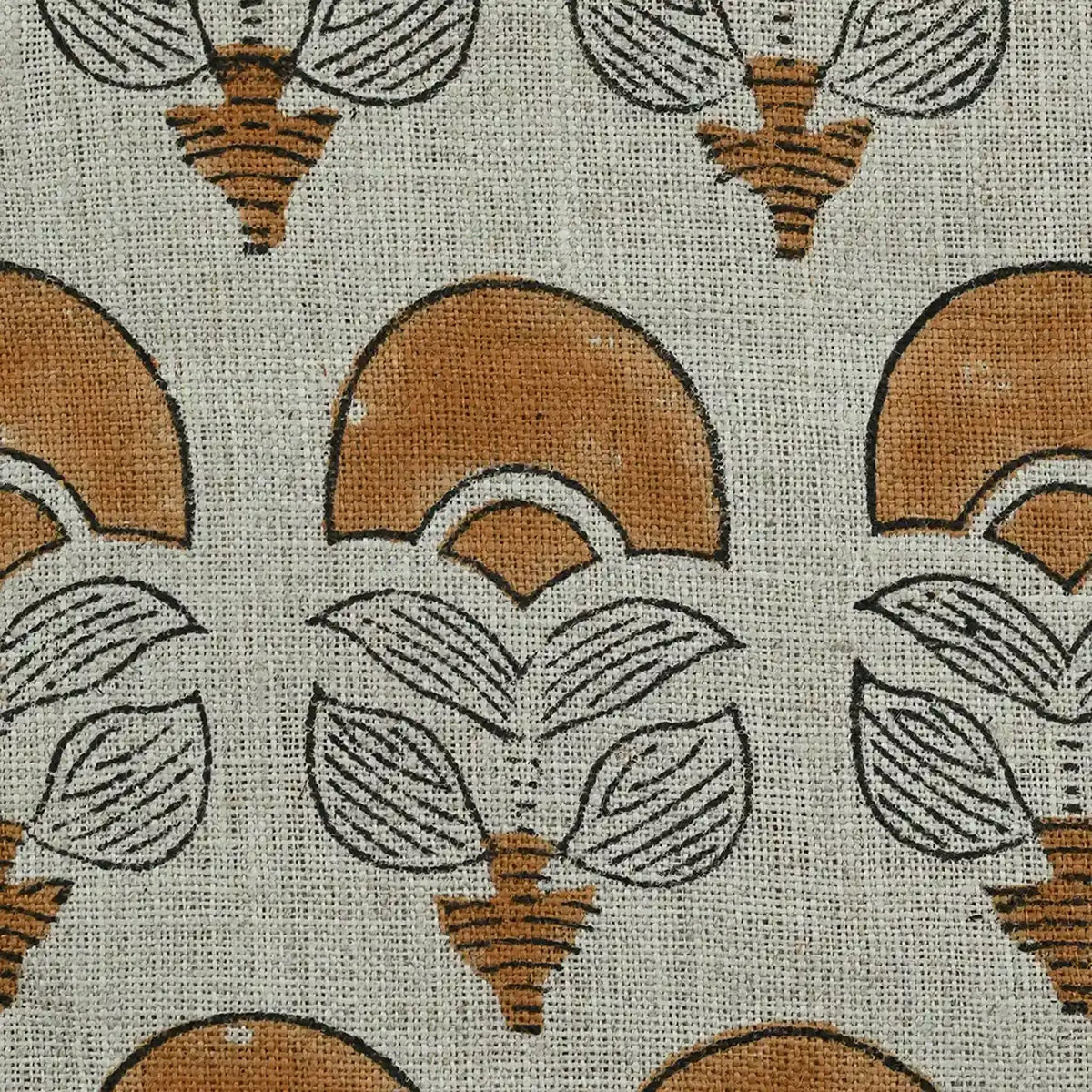 Butterfly Geometric Hand Block Linen Fabric
