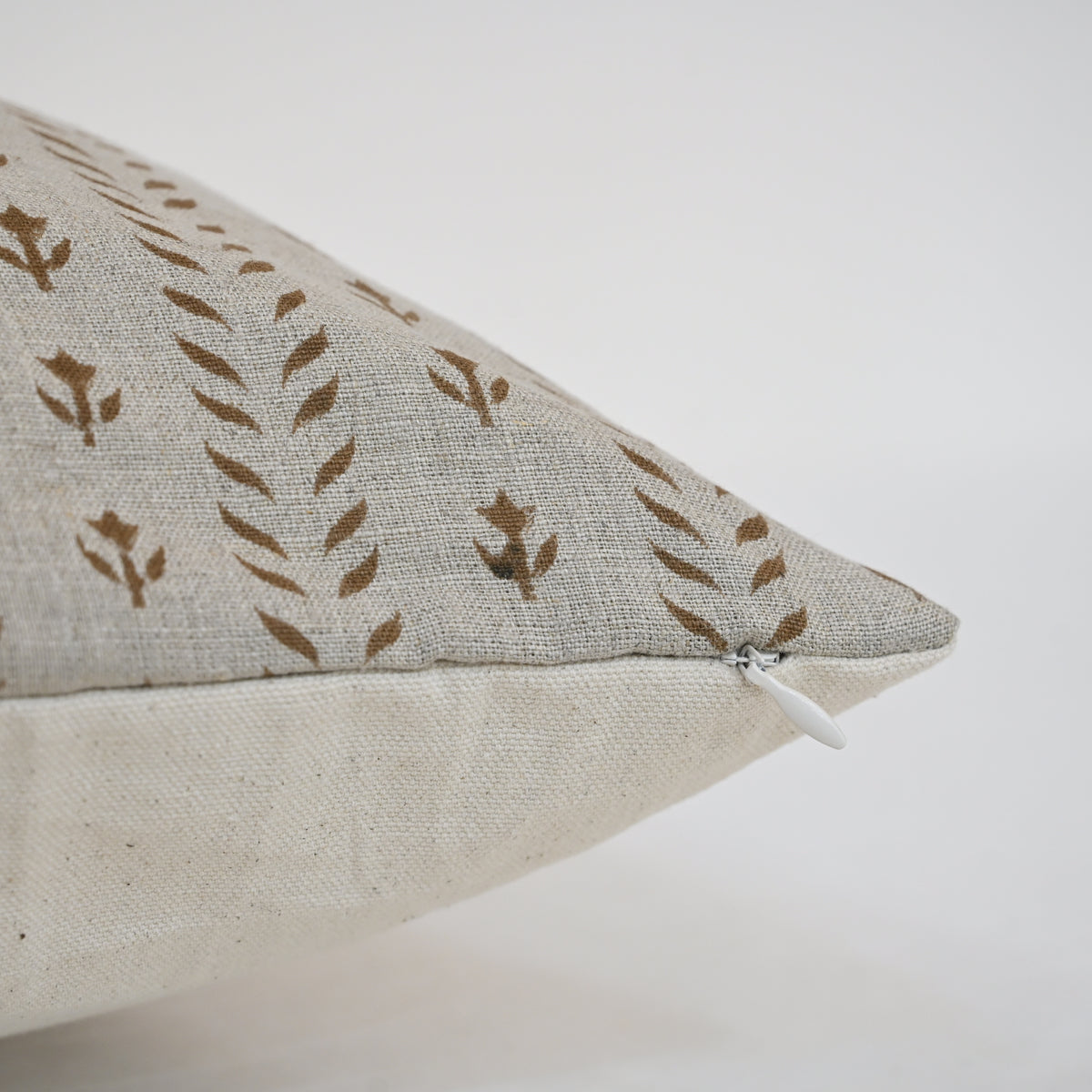 Alexa  Chestnut Linen Block Print Pillow Cover