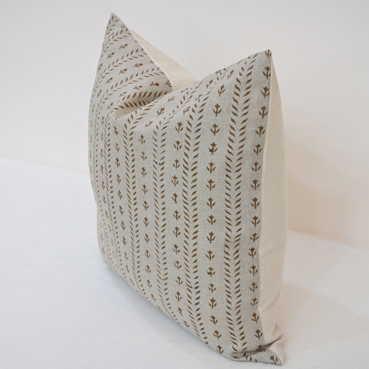Alexa  Chestnut Linen Block Print Pillow Cover