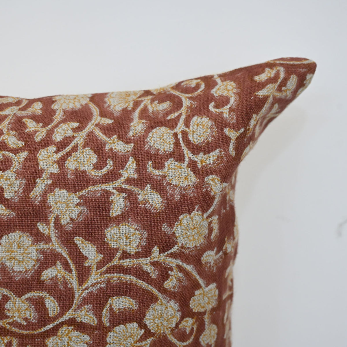 Katie Gold Linen Block Print Pillow Cover