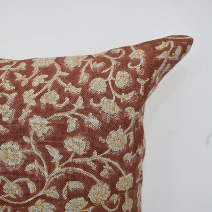 Katie Gold Linen Block Print Pillow Cover