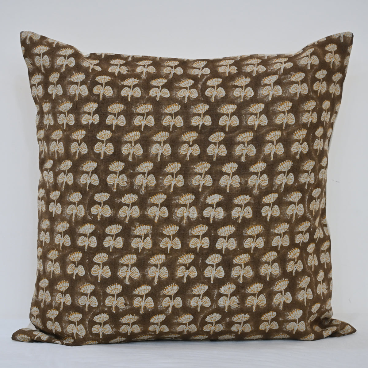 Joanna Espresso Linen Block Print Pillow Cover