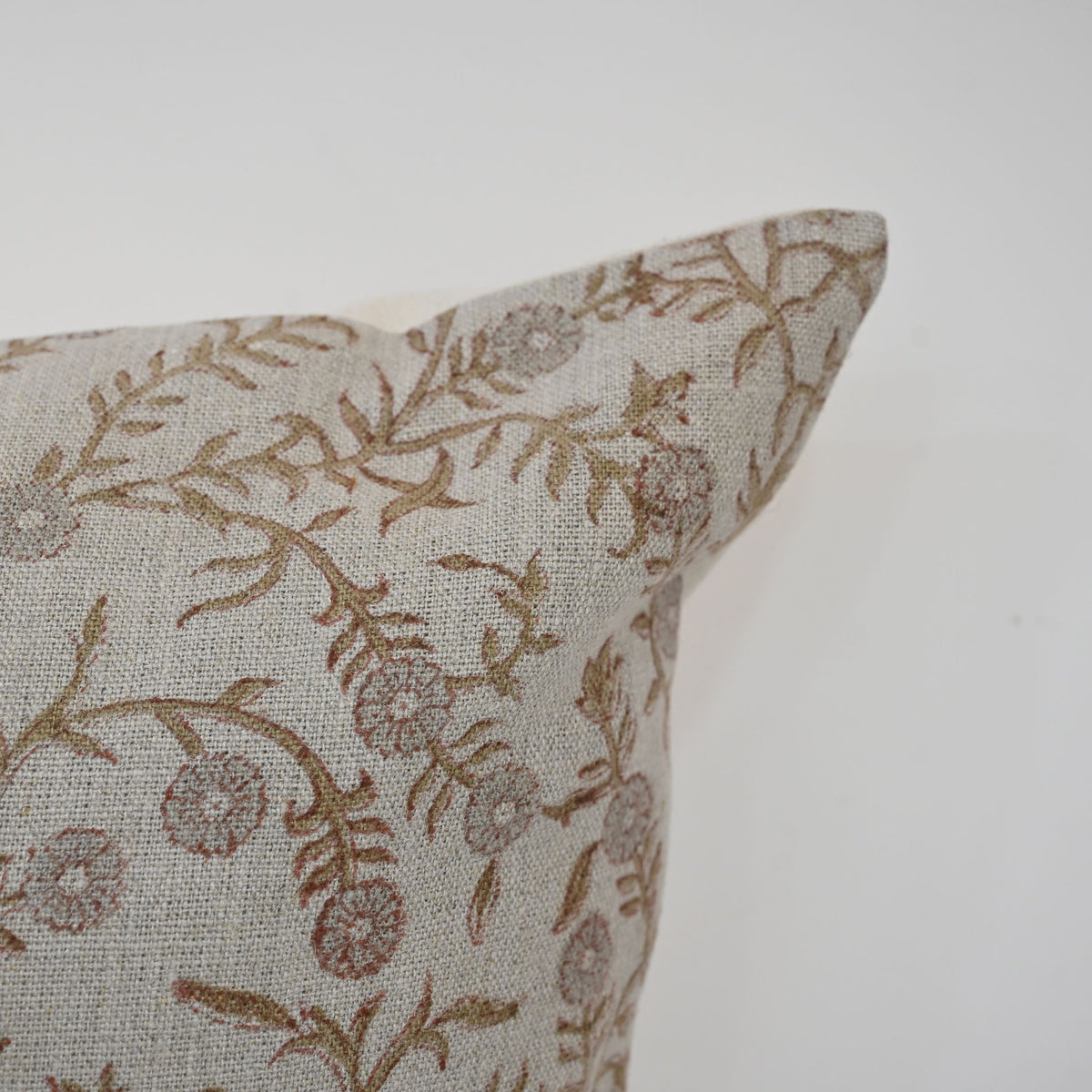 Bailey Taupe  Linen Block Print Pillow Cover