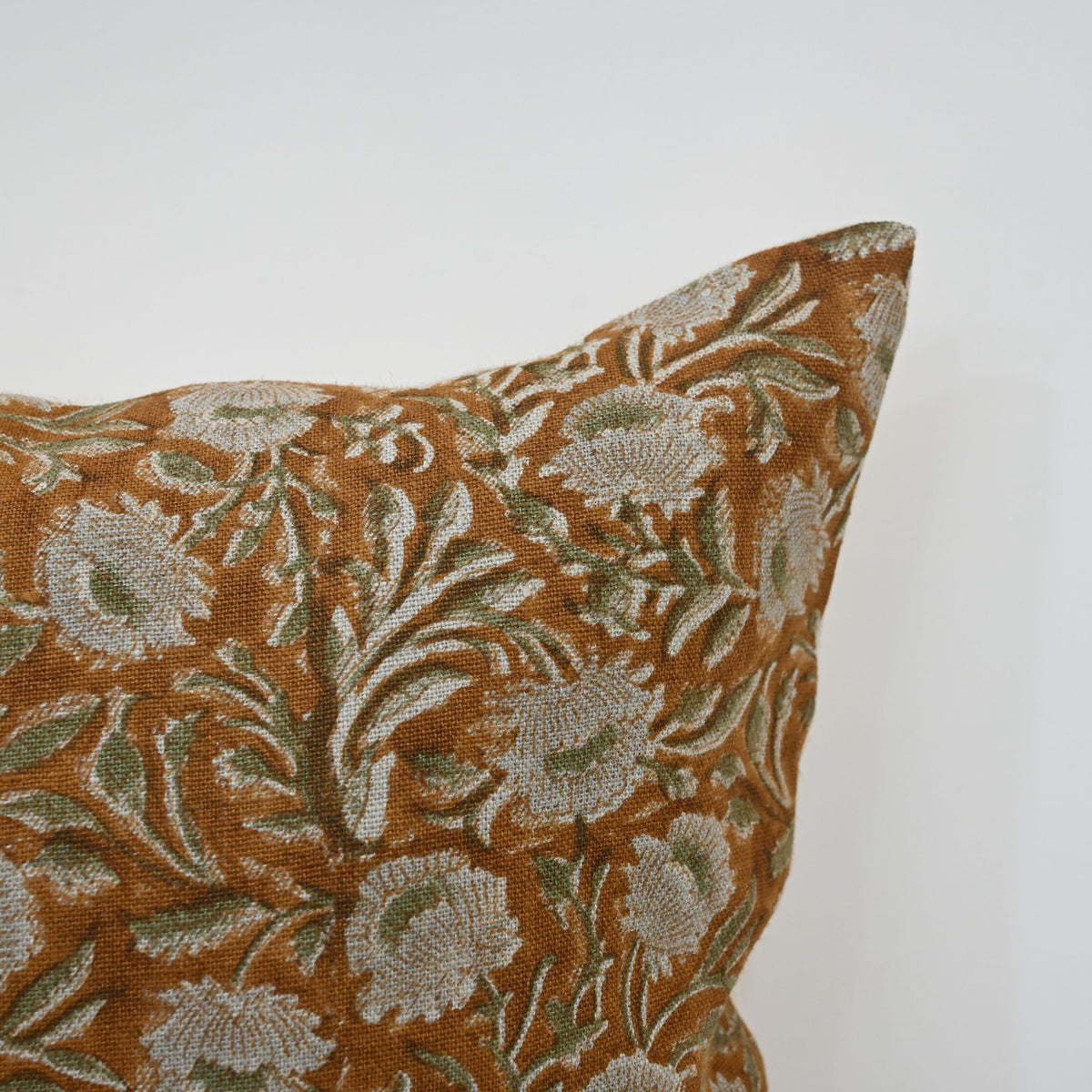 Elise Warm Linen Block Print Pillow Cover