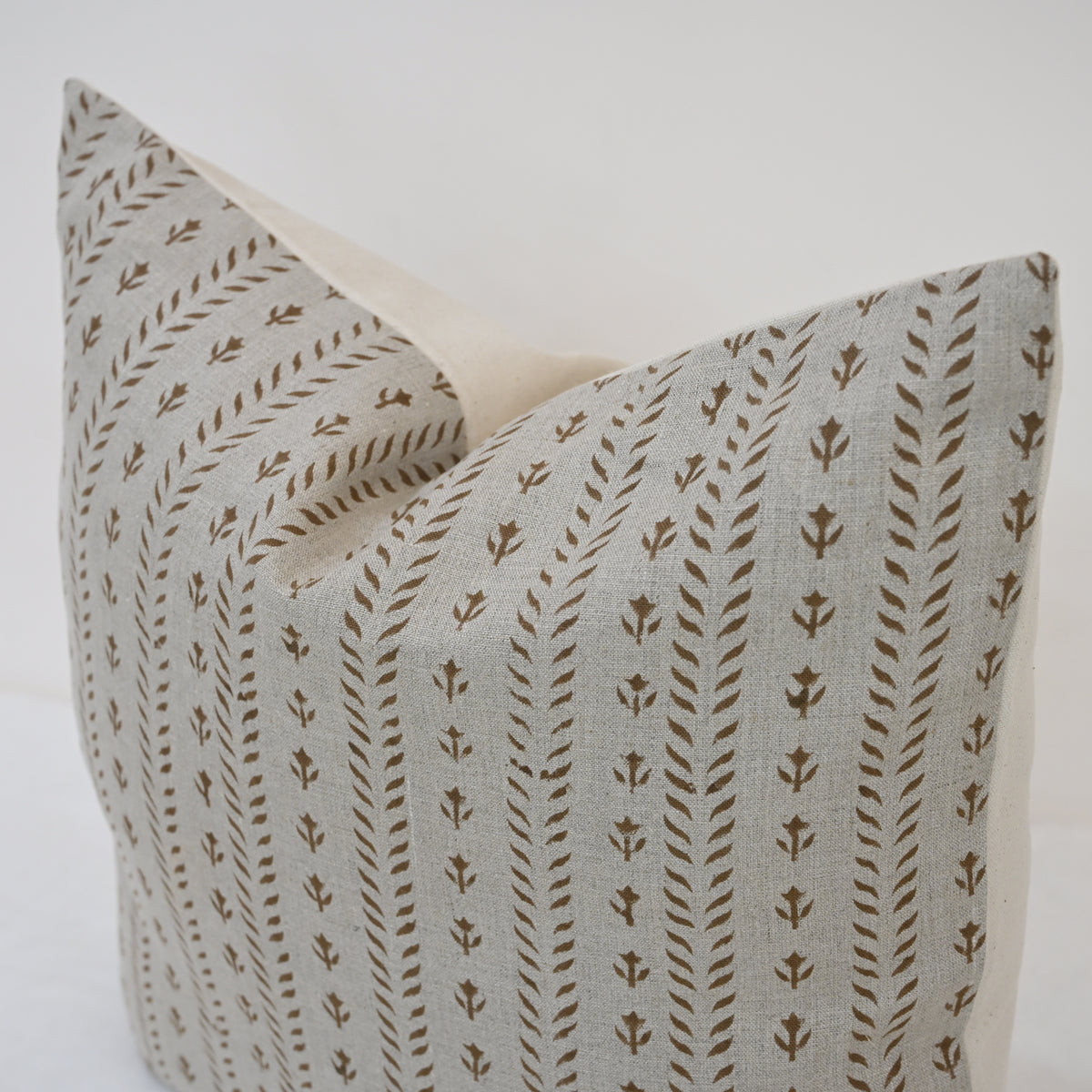 Alexa  Chestnut Linen Block Print Pillow Cover