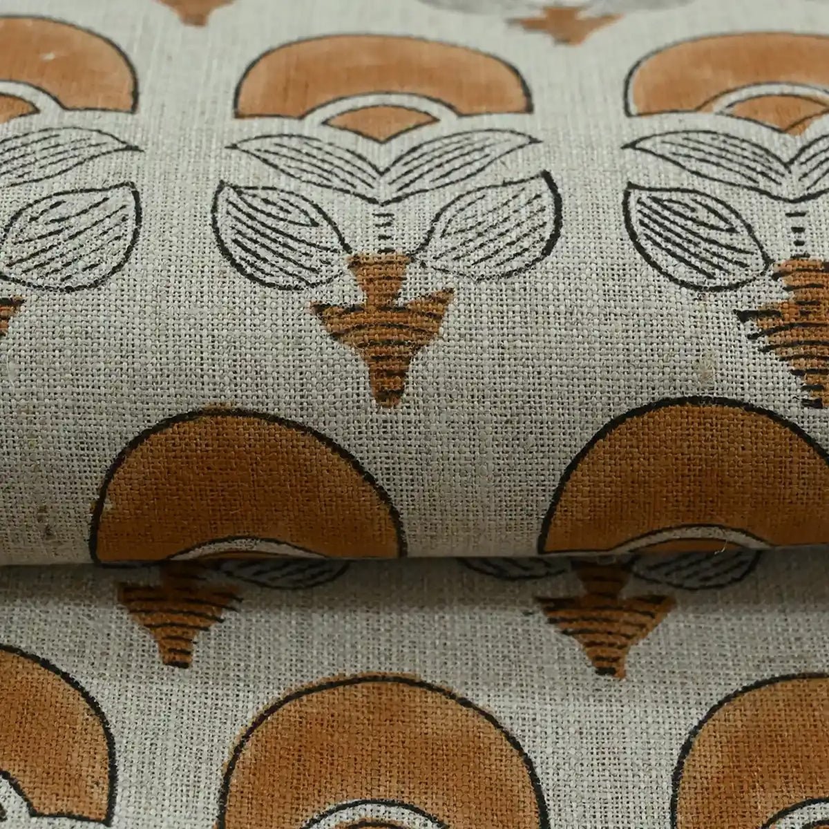 Butterfly Geometric Hand Block Linen Fabric