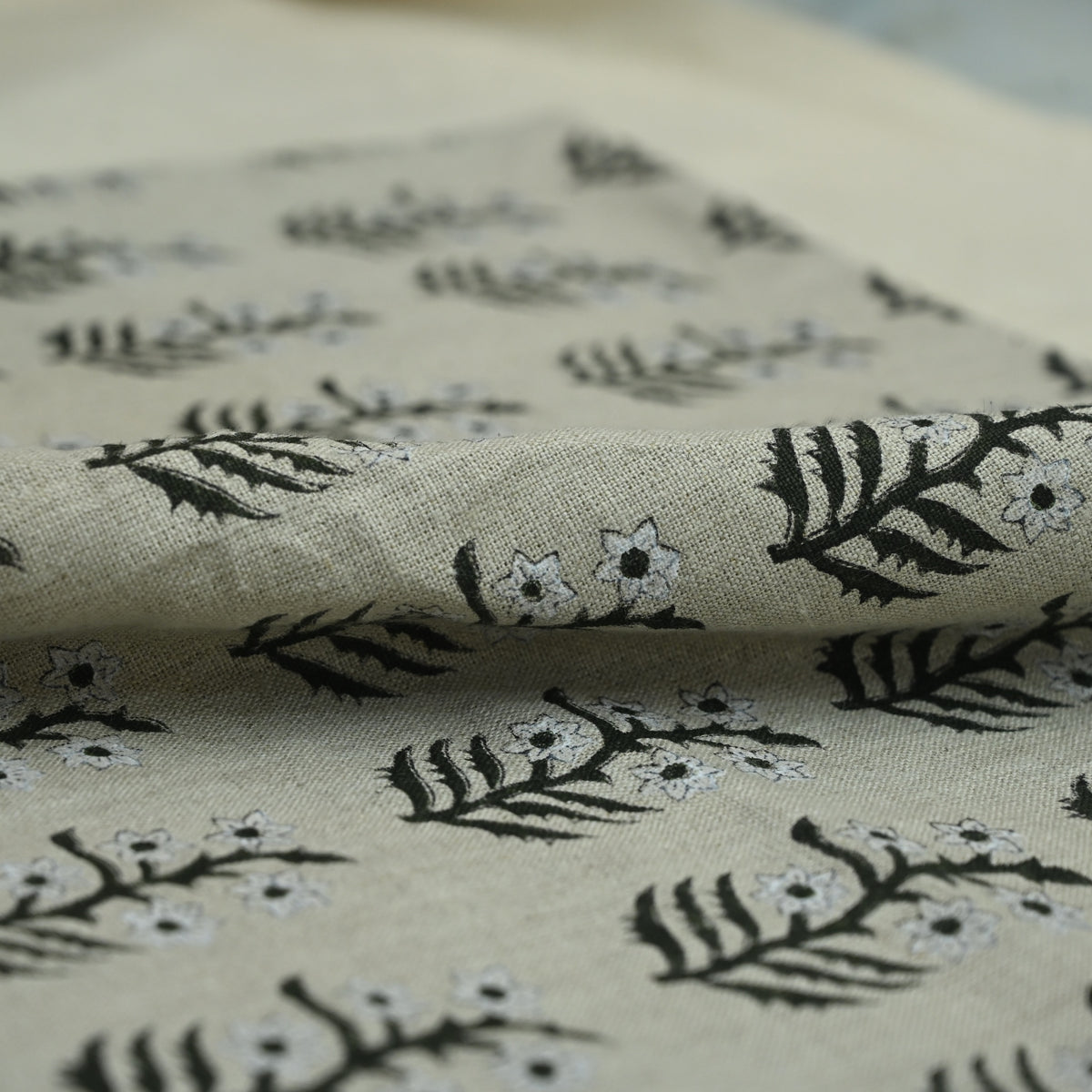 Georgina Botanical Hand Block Linen Fabric