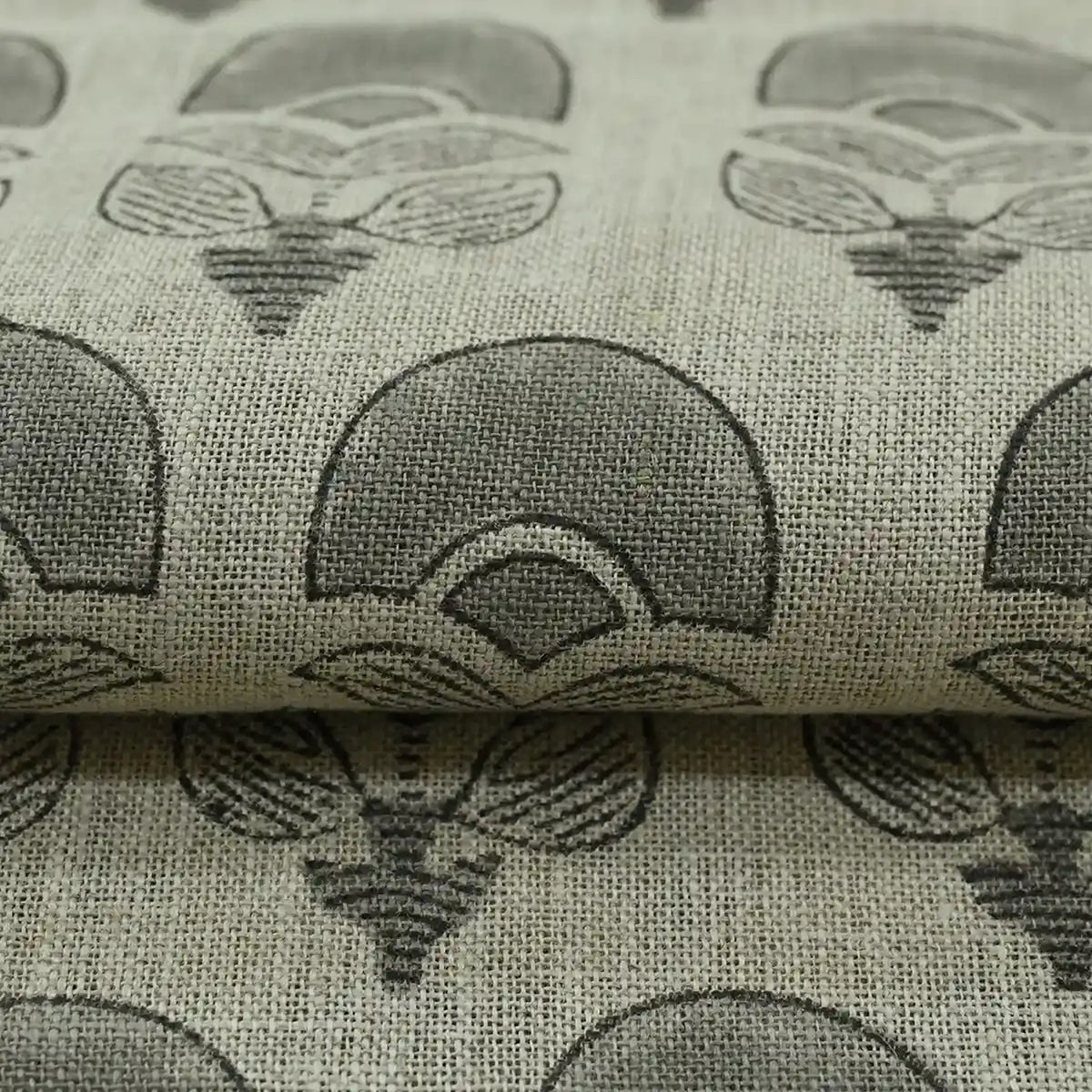 Butterfly Geometric Hand Block Linen Fabric