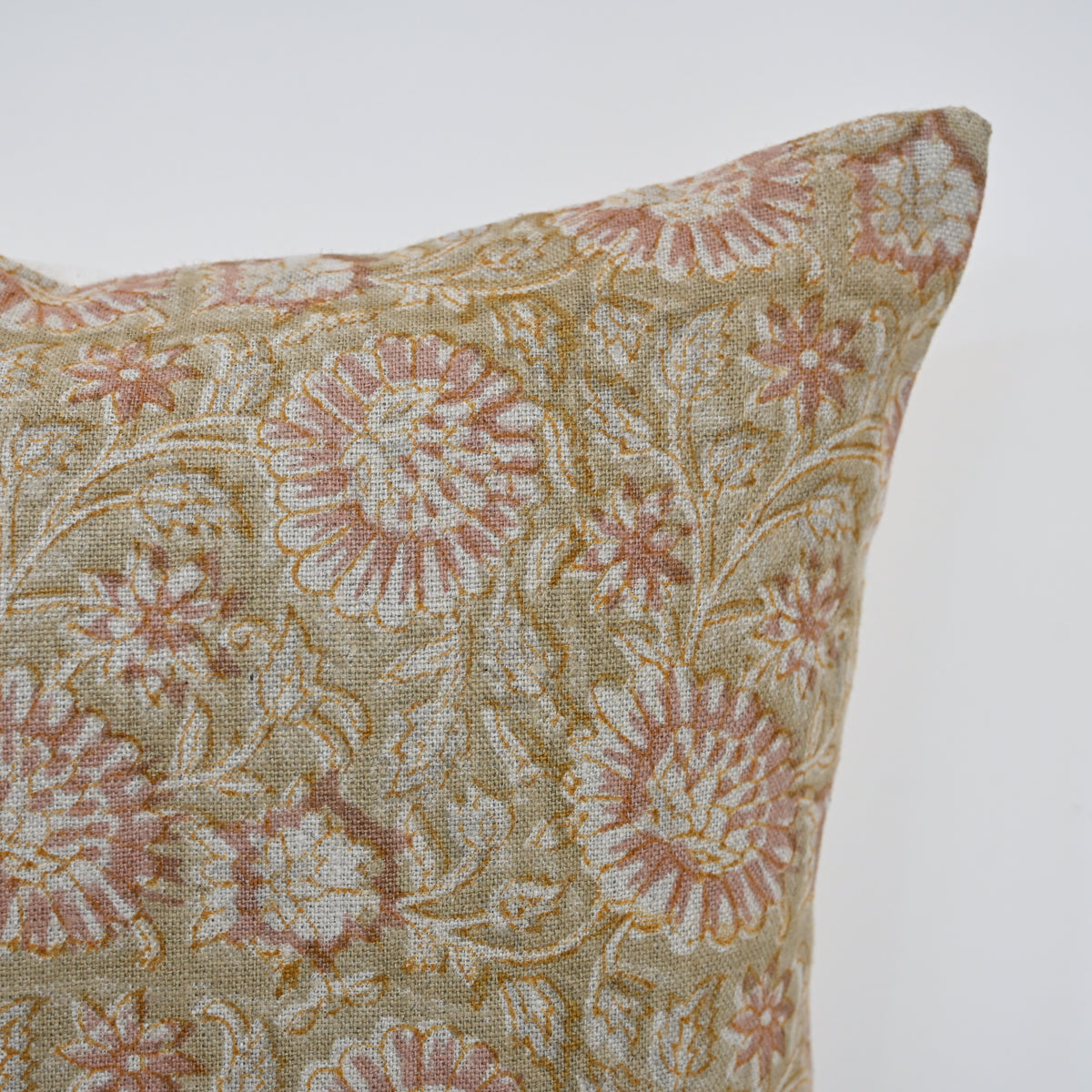 Alexis  Blush Linen Block Print Pillow Cover