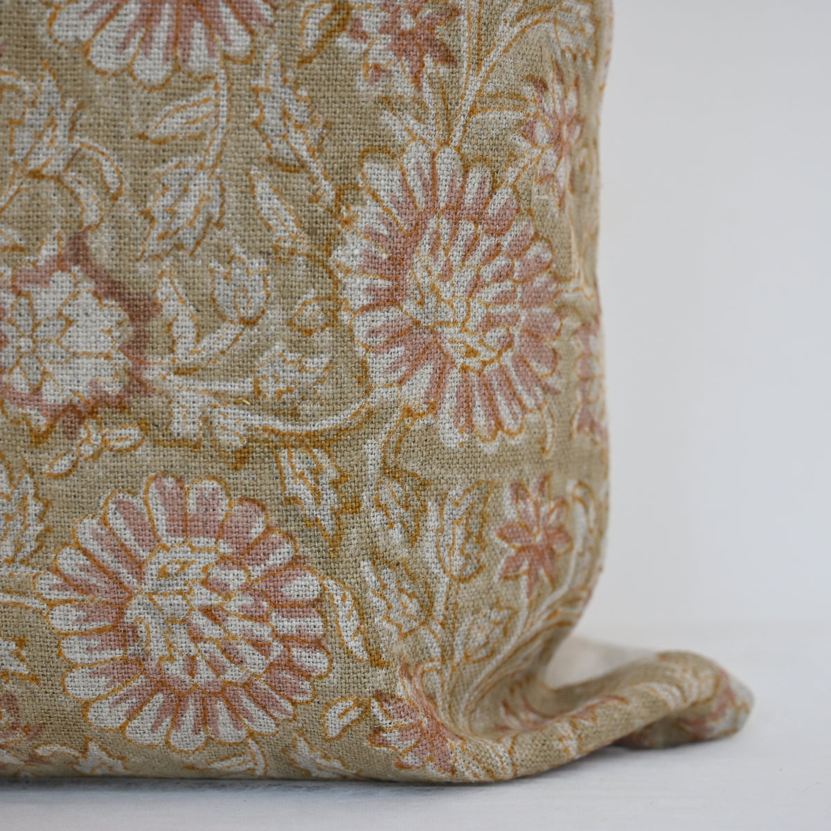 Alexis  Blush Linen Block Print Pillow Cover