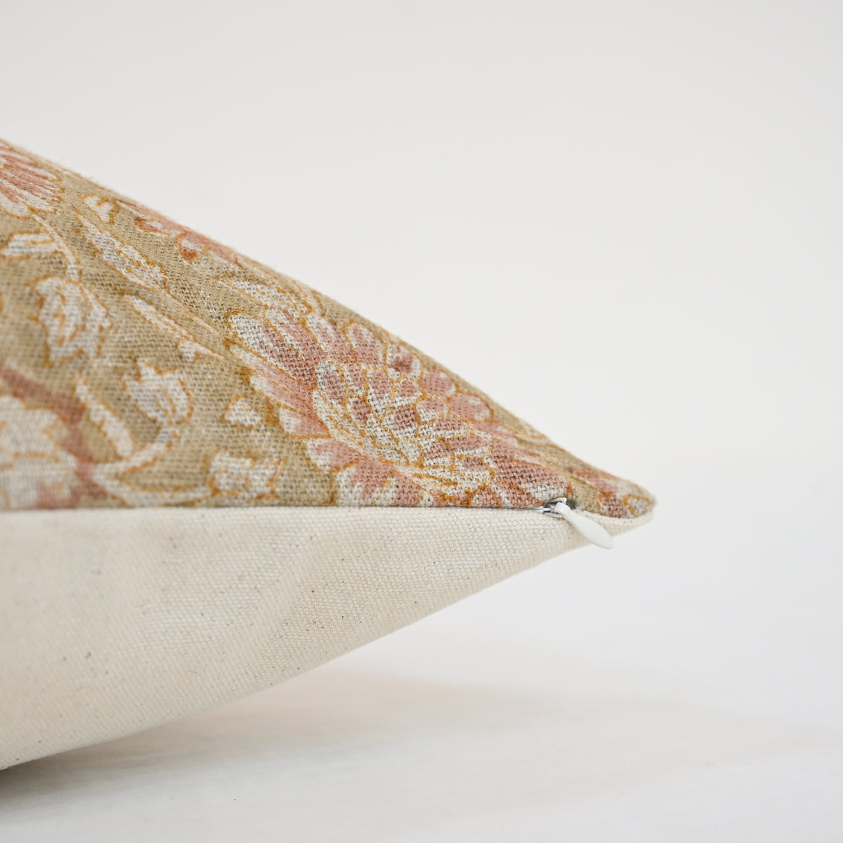 Alexis  Blush Linen Block Print Pillow Cover
