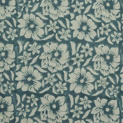 Yreva Floral Hand Block Print Linen Fabric