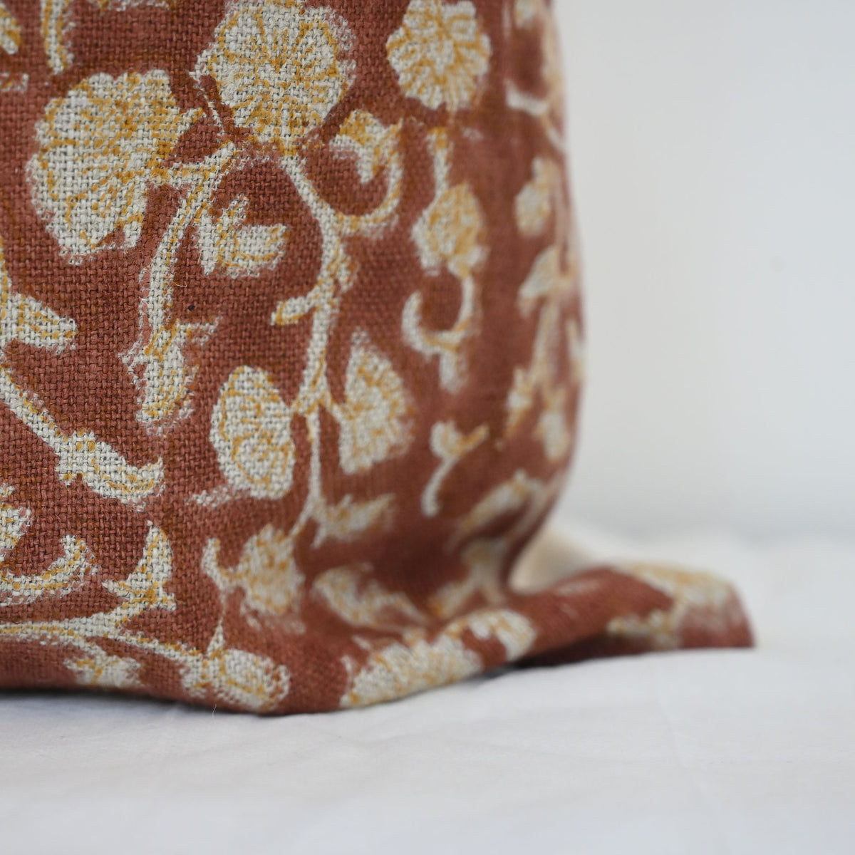 Katie Gold Linen Block Print Pillow Cover