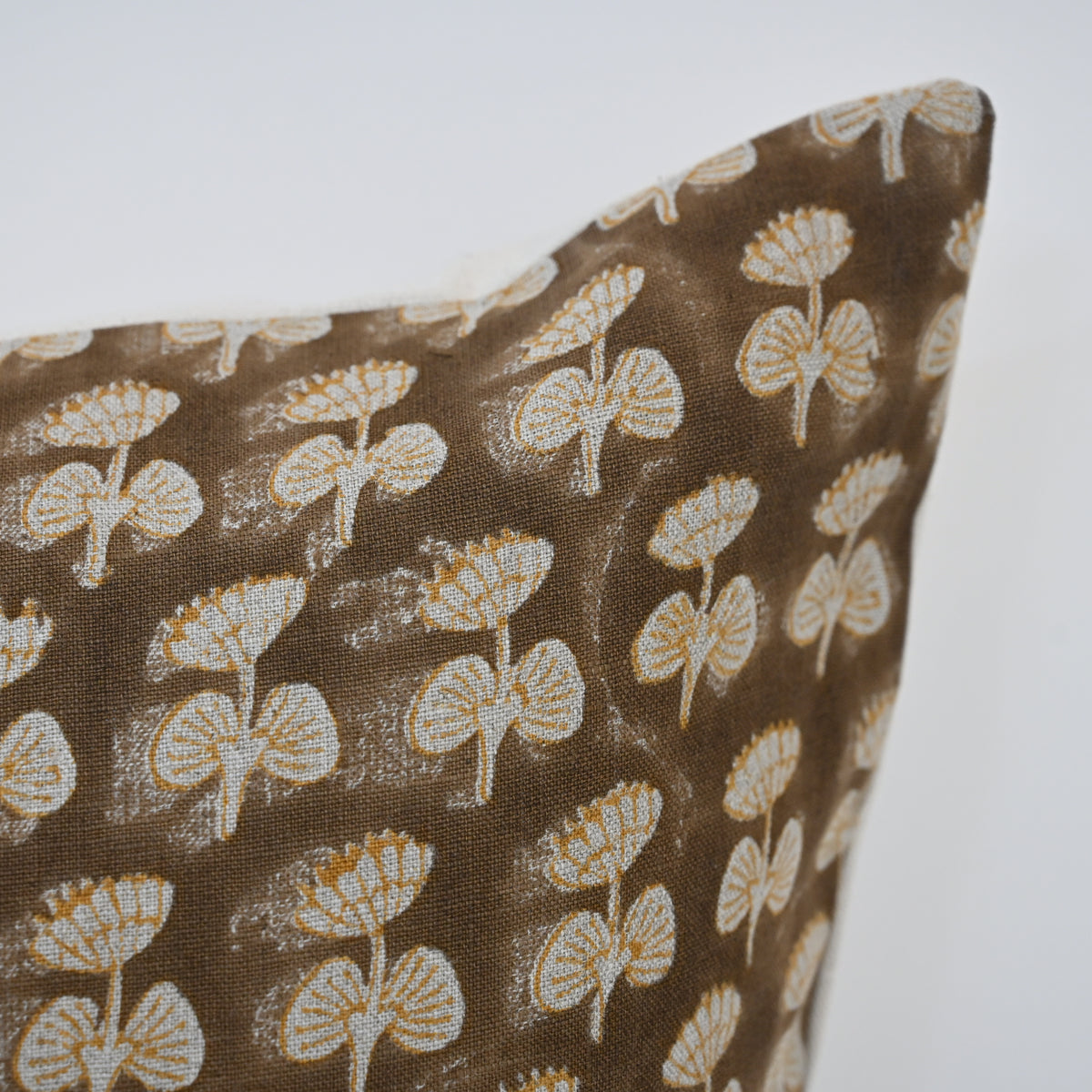 Joanna Espresso Linen Block Print Pillow Cover