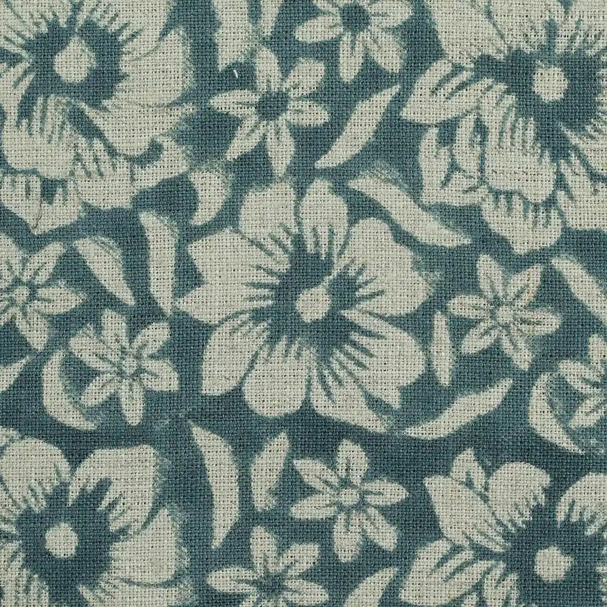 Yreva Floral Hand Block Print Linen Fabric