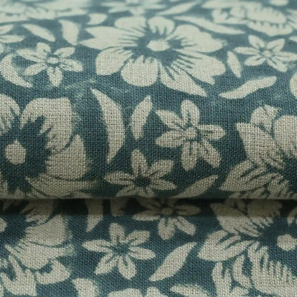Yreva Floral Hand Block Print Linen Fabric